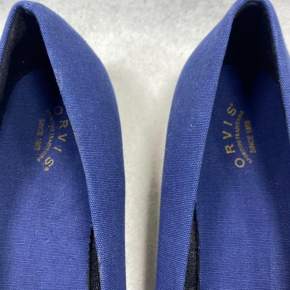 ORVIS Navy Canvas Espadrille Low Wedge 8 - Picture 9 of 12